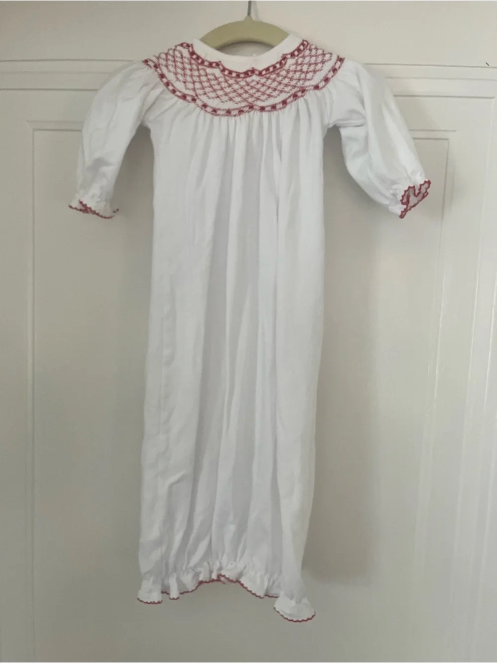 The Beaufort Bonnet Company Sweetly Smocked Greeting Gown with Red Smocking